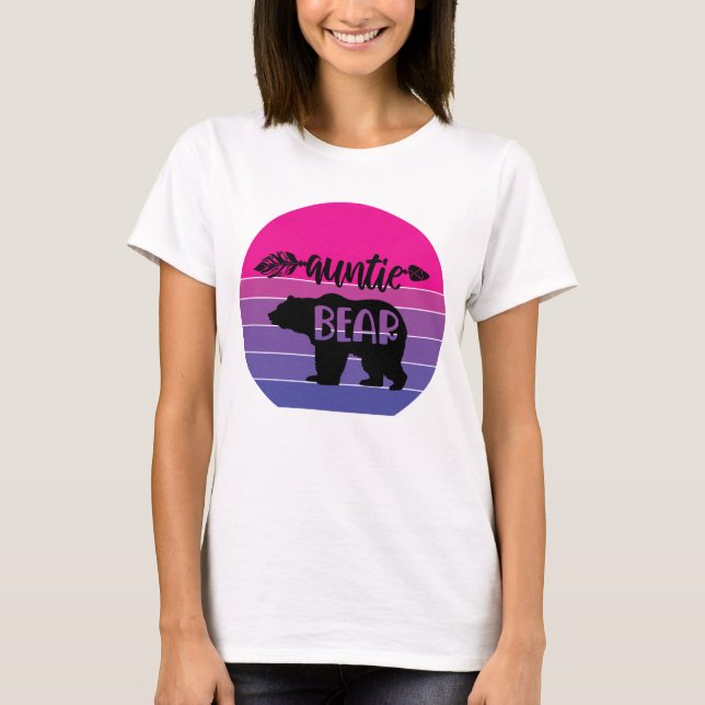 Retro Sunset Auntie Bär T-Shirt (Vorderseite)