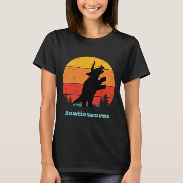 Retro Sunset Auntiesaurus T-Shirt (Vorderseite)