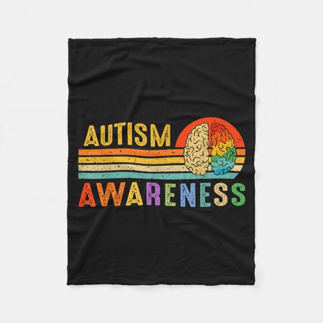 Retro Sunset Autism Awareness Neurodiversity Spect Fleecedecke (Vorderseite)