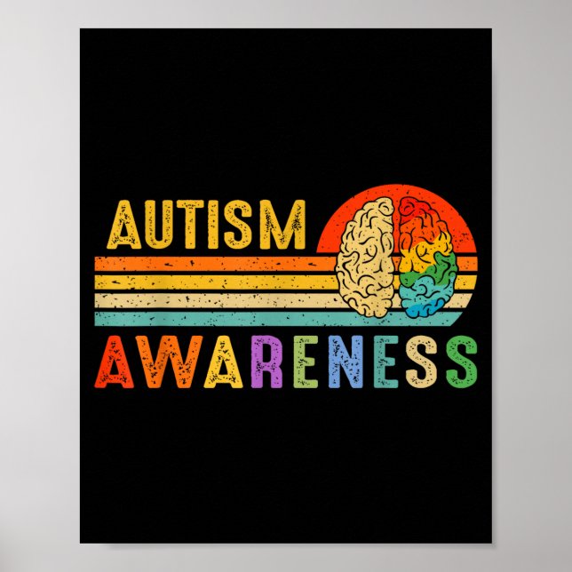 Retro Sunset Autism Awareness Neurodiversity Spect Poster (Vorne)