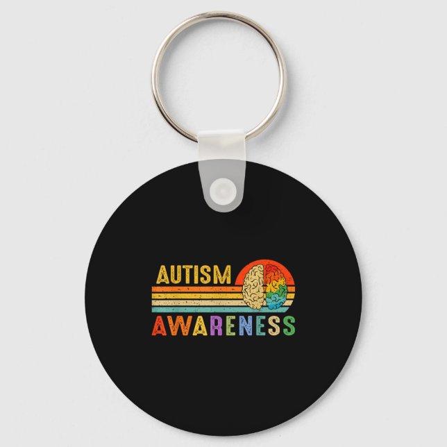 Retro Sunset Autism Awareness Neurodiversity Spect Schlüsselanhänger (Vorderseite)