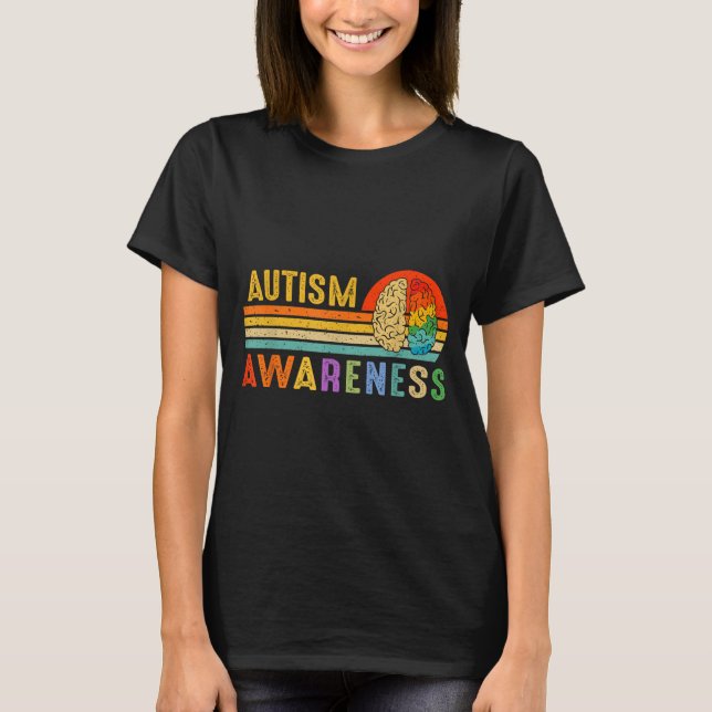 Retro Sunset Autism Awareness Neurodiversity Spect T-Shirt (Vorderseite)