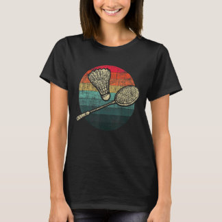 Retro Sunset Badminton Birdie Shuttlecock Athlet T-Shirt