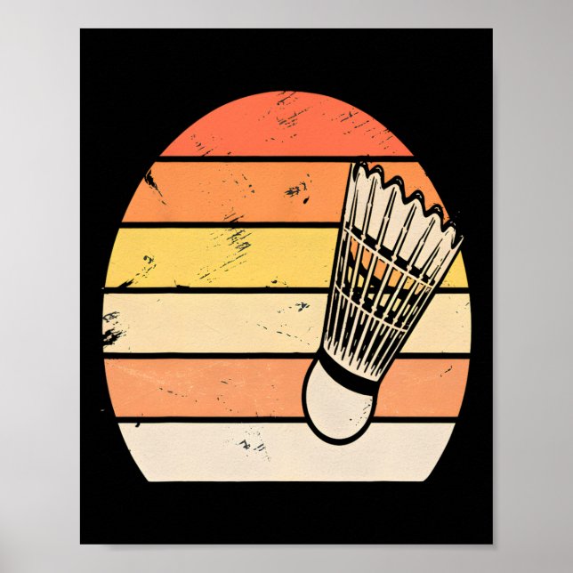 Retro Sunset Badminton Poster (Vorne)