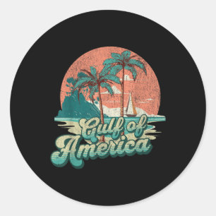 Retro Sunset Beach Vibes - Golf von USA, Amerika Runder Aufkleber