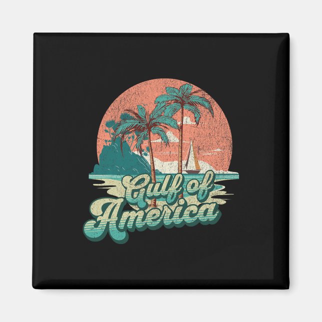 Retro Sunset Beach Vibes - Golf von USA Magnet (Vorne)
