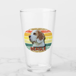 Retro Sunset Beagle Hund Glas