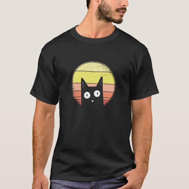 Retro Sunset Cat T-Shirt (Vorderseite)