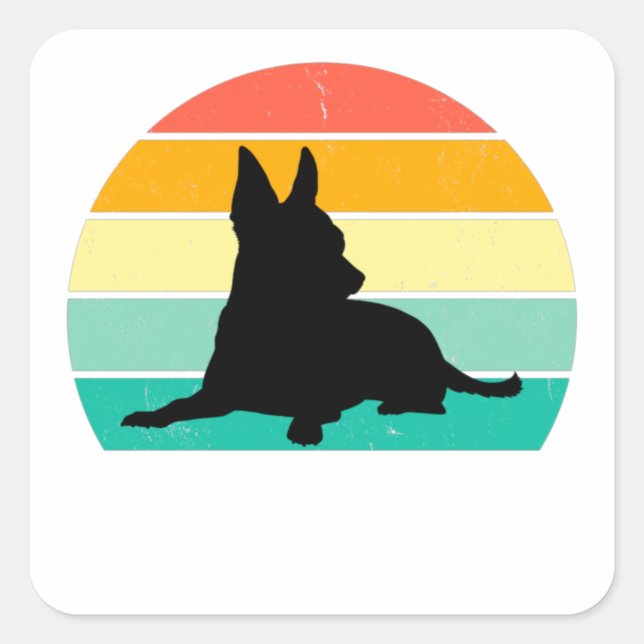 Retro Sunset Chihuahua Quadratischer Aufkleber (Vorderseite)