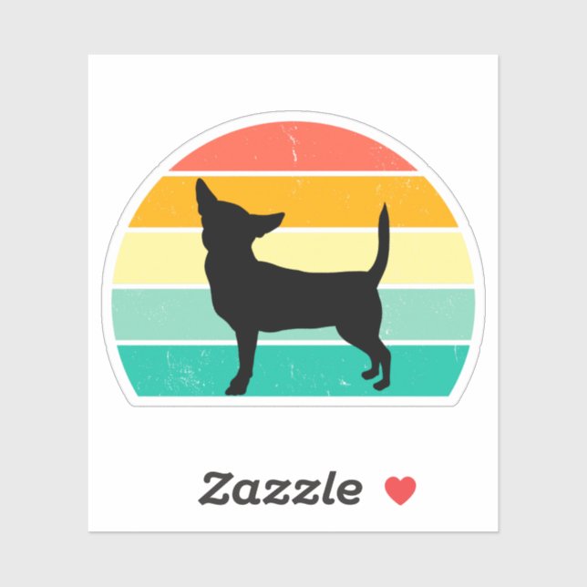 Retro Sunset Chihuahua Sticker (Blatt)