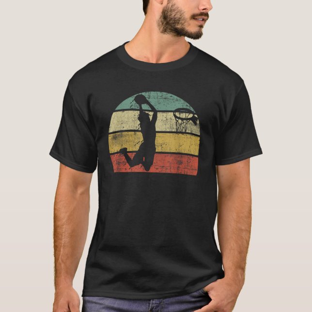 Retro Sunset Colorful Basketball Dunk  T-Shirt (Vorderseite)