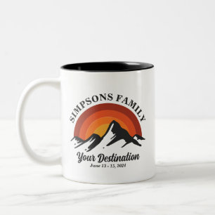 Retro Sunset Custom Family Vacacation Group Matchi Zweifarbige Tasse