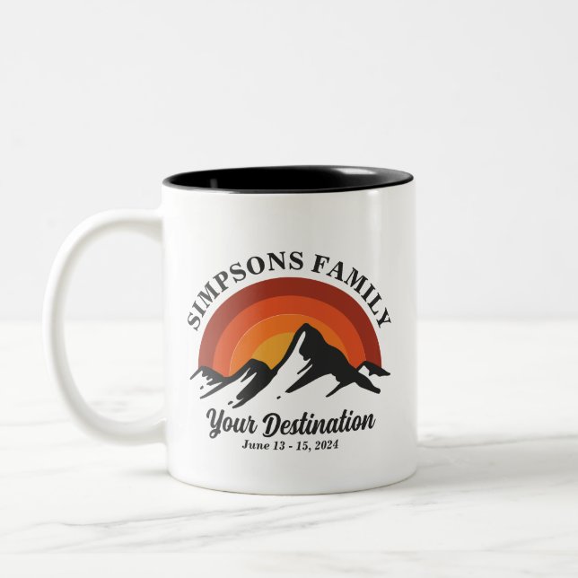 Retro Sunset Custom Family Vacacation Group Matchi Zweifarbige Tasse (Links)