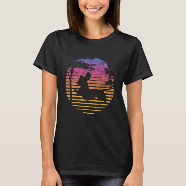Retro Sunset Dackel Dackel - Hund Lover Tier T-Shirt (Vorderseite)