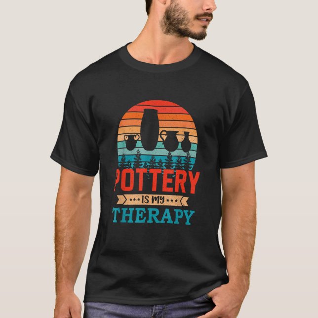 Retro Sunset Design Pottering Gift for Funny Potte T-Shirt (Vorderseite)