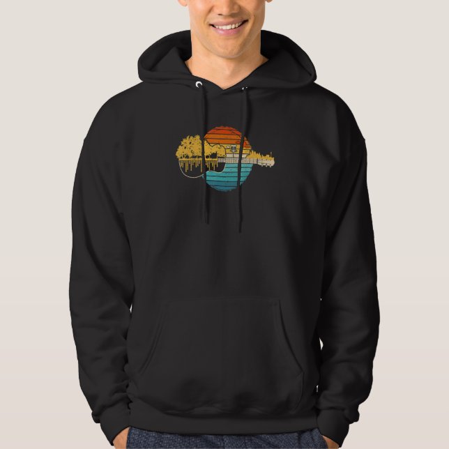 Retro Sunset Disc Golf Guitar Gifts For Disc Golf  Hoodie (Vorderseite)