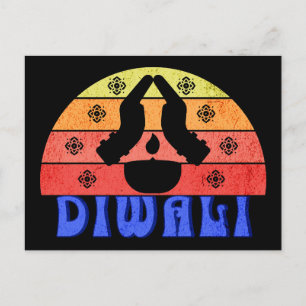 Retro Sunset Diwali Postkarte