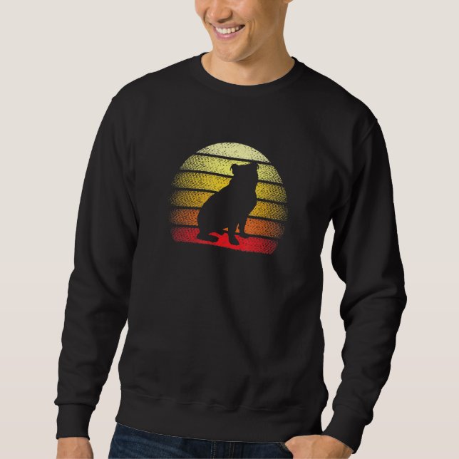 Retro Sunset English Bulldog Dog Design Sweatshirt (Vorderseite)