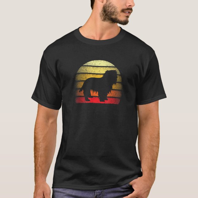 Retro Sunset English Springer Spaniel Dog Theme De T-Shirt (Vorderseite)
