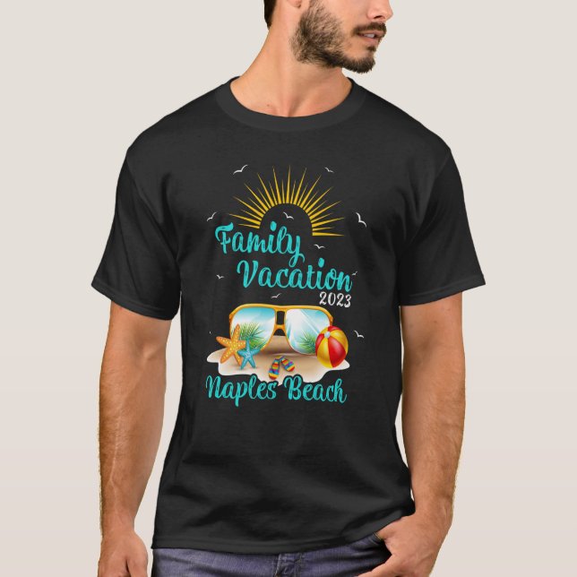 Retro Sunset Family Urlaub 2023 Florida Neapel B T-Shirt (Vorderseite)