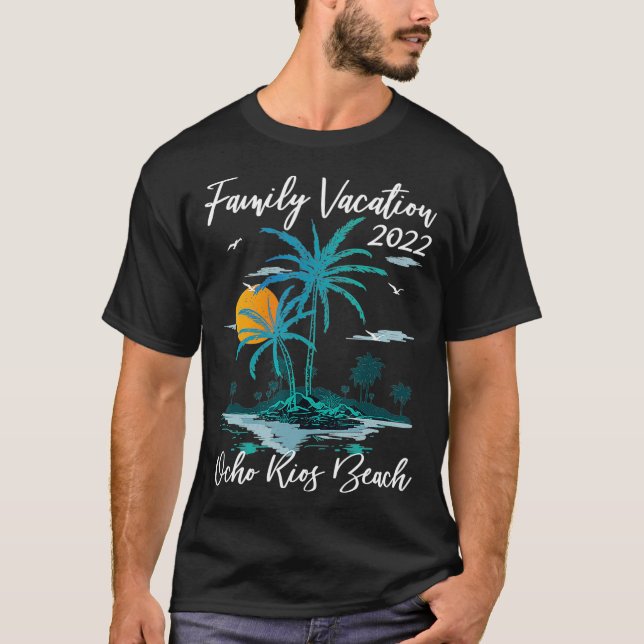 Retro Sunset Family Vacation 2022 Jamaica Ocho Rio T-Shirt (Vorderseite)