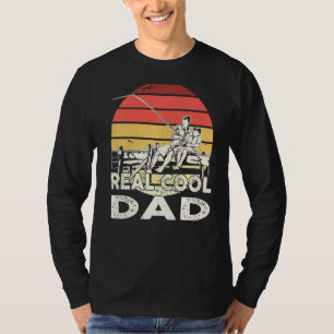 Retro Sunset Fischen Echter Cooler Vater T-Shirt
