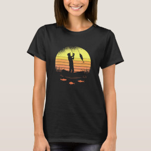 Retro Sunset Fishing Liebe to Fish for Vater T-Shirt