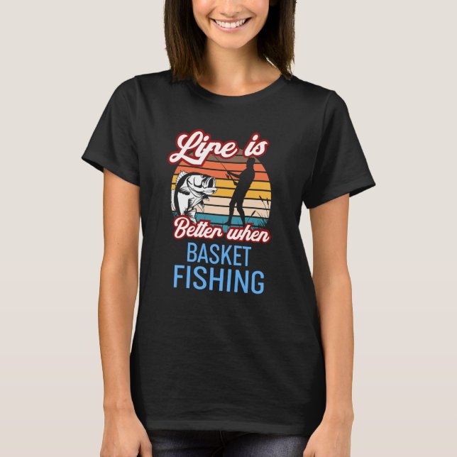 Retro Sunset Fishing  When Basket Fishing T-Shirt (Vorderseite)