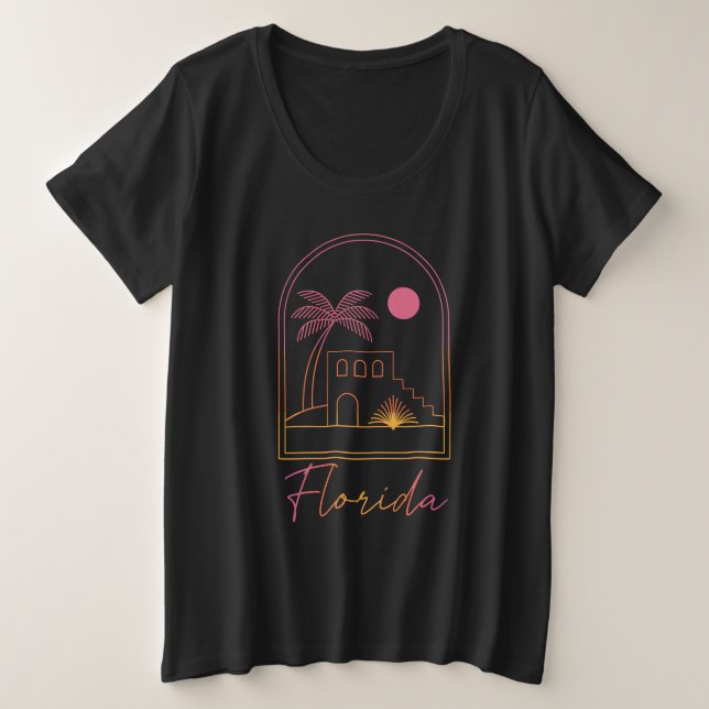 Retro Sunset Florida Vibe Große Größe T-Shirt (Design vorne)