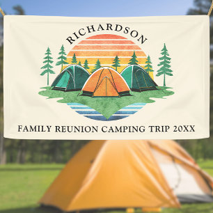 Retro Sunset Forest Camping Custom Family Wiederse Banner