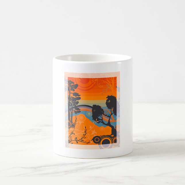 Retro Sunset Forest Landschaft Abstrakt Kaffeetasse (Von Creator hochgeladen)