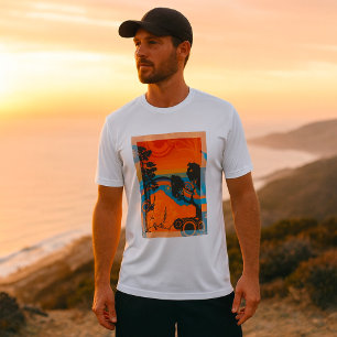 Retro Sunset Forest Landschaft Abstrakt T-Shirt