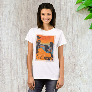 Retro Sunset Forest Landschaft Abstrakt T-Shirt
