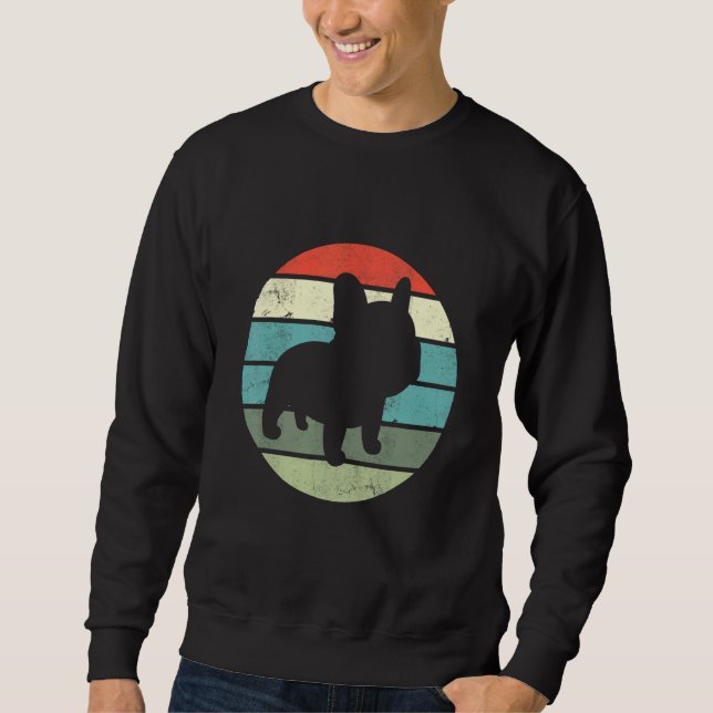 Retro Sunset Frunch Bulldog Siloheutte Sweatshirt (Vorderseite)