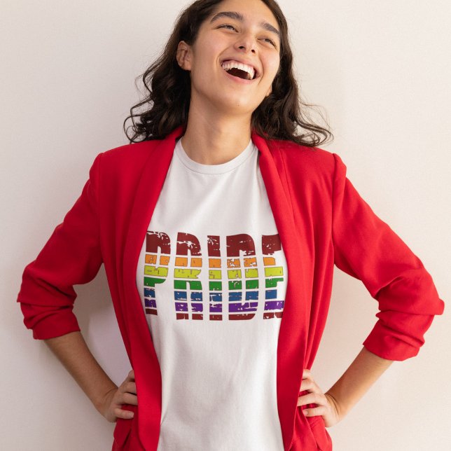 Retro Sunset Gay Pride Rainbow LGBTQ2S+ T-Shirt (on a white shirt)