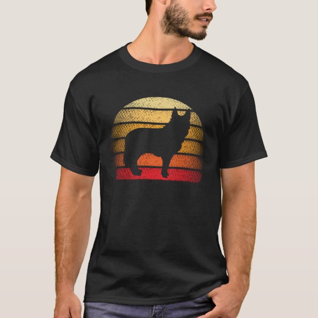 Retro Sunset German Shepherd Dog Theme T-Shirt (Vorderseite)