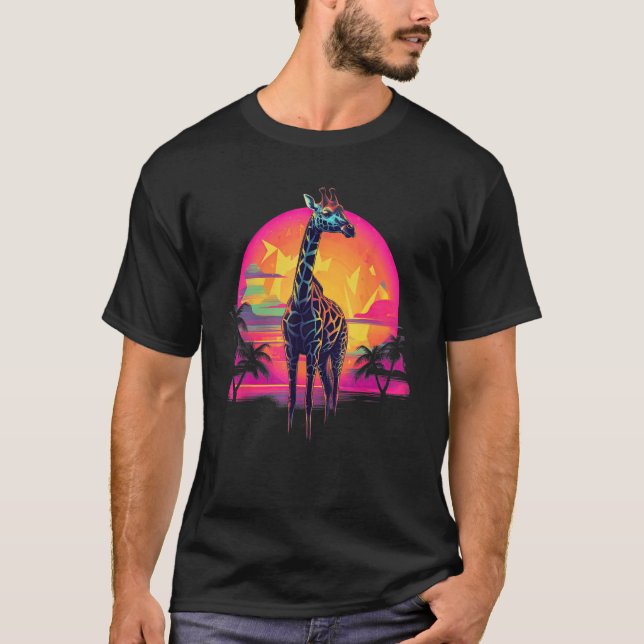 Retro Sunset Giraffe T-Shirt (Vorderseite)