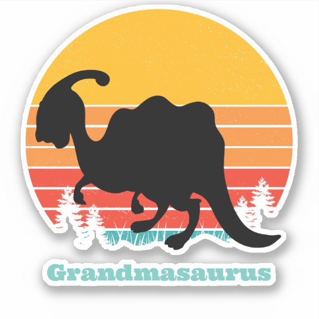 Retro Sunset Grandmasaurus Aufkleber (Vorderseite)