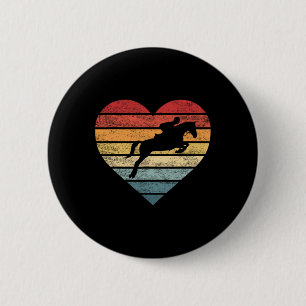 Retro Sunset Horse Lover Rider Reitsport Button