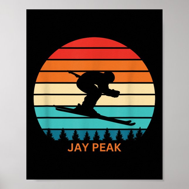 Retro Sunset Jay Peak Vermont Skifahrer Poster (Vorne)