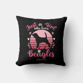 Retro Sunset Just a Girl, die Beagle benennen Lieb Kissen