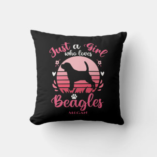Retro Sunset Just a Girl, die Beagle benennen Lieb Kissen