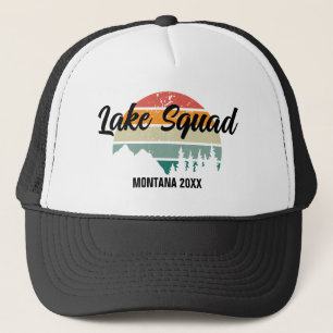 Retro Sunset Lake Squad Family Wiedersehen Summer Truckerkappe