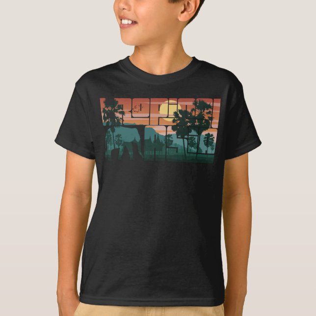 Retro Sunset Landschaft Asien Thailand - Typografi T-Shirt (Vorderseite)