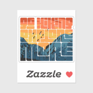 Retro Sunset Landschaft Wandern neben dem Wasser Aufkleber