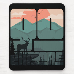 Retro Sunset Landschaft Wandern neben dem Wasser Mousepad