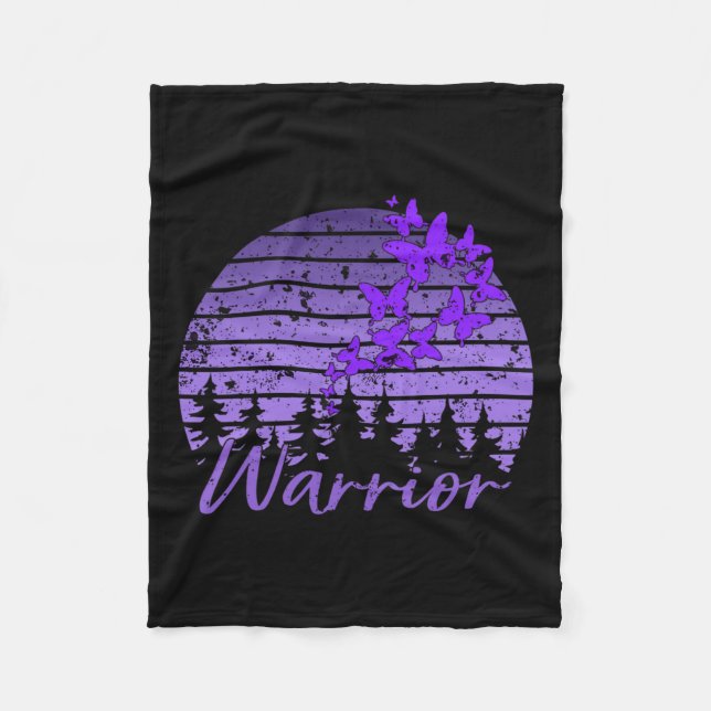 Retro Sunset Lila Butterfly Fibro Lupus Krieger Fleecedecke (Vorderseite)