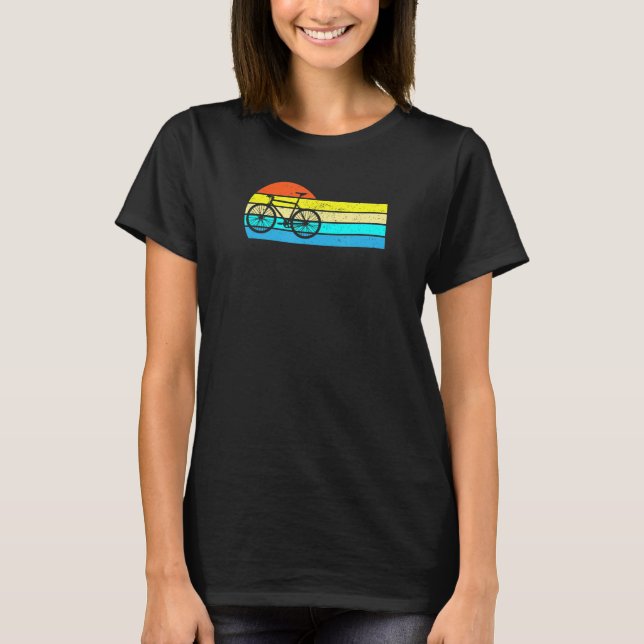 Retro Sunset Line Bicyclist T-Shirt (Vorderseite)