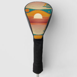Retro Sunset Lines Aesthetic Golf Driver Cover Golf Headcover