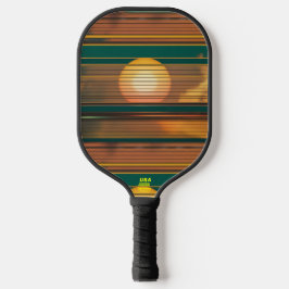 Retro Sunset Lines Aesthetic Pickleball Paddle